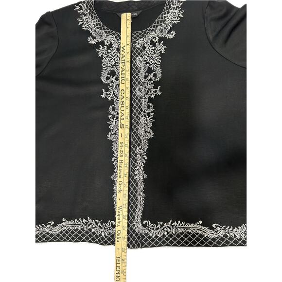 Ming Wang Knit Embroidered Open Jacket - Picture 4 of 8